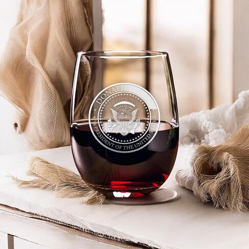 47th Presidential Seal Wine Glass | Engraved Stemless Wine Glass | Patriotic Wine Glass Gift | Presidential Election Gift | USA Political Gift | Engraved Wine Glass in Saudi Arabia