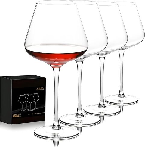 Red Wine Glasses Set of 4, Premium Crystal Wine Glasses Hand Blown, 23 oz Burgundy Red Wine Glass With Long Stem, Unique Gifts for Anniversary, Birthday, Wedding, Father's Day in Saudi Arabia
