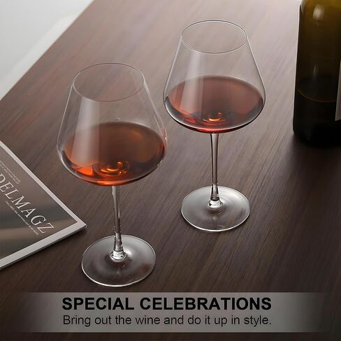 Red Wine Glasses Set of 4, Premium Crystal Wine Glasses Hand Blown, 23 oz Burgundy Red Wine Glass With Long Stem, Unique Gifts for Anniversary, Birthday, Wedding, Father's Day in Saudi Arabia