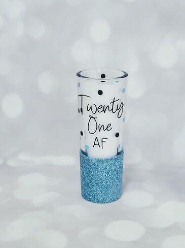 Twenty One AF, Glitter Shot Glass, Birthday Gifts for 21st Birthday (Shot) in Saudi Arabia