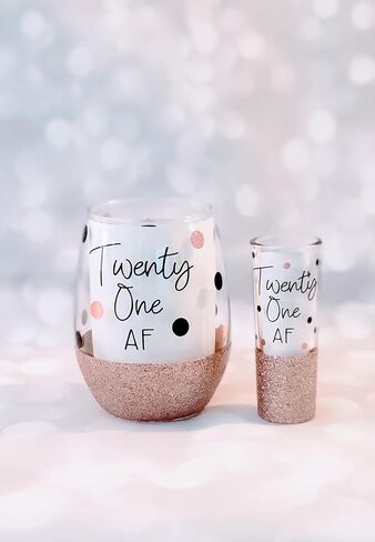 Twenty One AF, Glitter Shot Glass, Birthday Gifts for 21st Birthday (Shot) in Saudi Arabia