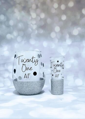 Twenty One AF, Glitter Shot Glass, Birthday Gifts for 21st Birthday (Shot) in Saudi Arabia
