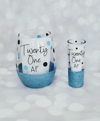 Twenty One AF, Glitter Shot Glass, Birthday Gifts for 21st Birthday (Shot) in Saudi Arabia