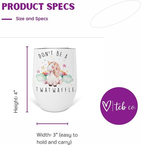 Don't Be A Twatwaffle Rainbow Unicorn 12 oz Stainless Steel Insulated Wine Tumbler With Lid in Saudi Arabia
