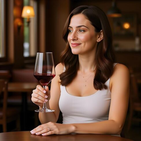 Red Wine Glasses Set of 4, Hand Blown Premium Crystal Wine Glasses, 19 oz, Long Stem, Thin Rim, Daily Use, Unique Wedding Anniversary or Birthday Gift, Ideal for Restaurants, Home Bar in Saudi Arabia