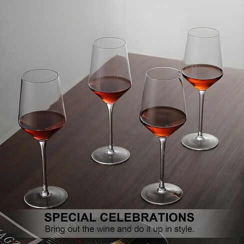 Red Wine Glasses Set of 4, Hand Blown Premium Crystal Wine Glasses, 19 oz, Long Stem, Thin Rim, Daily Use, Unique Wedding Anniversary or Birthday Gift, Ideal for Restaurants, Home Bar in Saudi Arabia