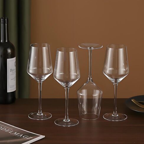 Red Wine Glasses Set of 4, Hand Blown Premium Crystal Wine Glasses, 19 oz, Long Stem, Thin Rim, Daily Use, Unique Wedding Anniversary or Birthday Gift, Ideal for Restaurants, Home Bar in Saudi Arabia