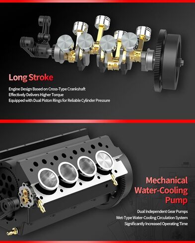 مجموعة طراز محرك Mini V8 التي تعمل ، FS-V800WGPC 1/10 Full Metal Full-Stroke Four-Stroke OHV V8 MODENT MODER in Kuwait