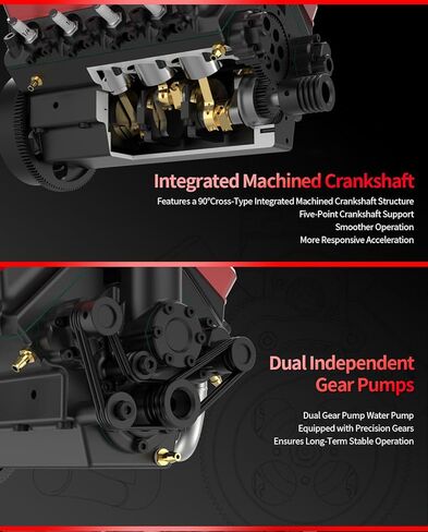 مجموعة طراز محرك Mini V8 التي تعمل ، FS-V800WGPC 1/10 Full Metal Full-Stroke Four-Stroke OHV V8 MODENT MODER in Kuwait
