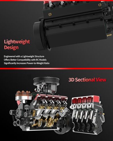 مجموعة طراز محرك Mini V8 التي تعمل ، FS-V800WGPC 1/10 Full Metal Full-Stroke Four-Stroke OHV V8 MODENT MODER in Kuwait