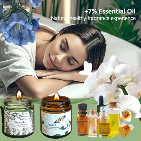 شمعة شمعة معطرة | شموع اللافندر | شمعة الصويا | شمعة التأمل ، شمعة اليوغا | 7 ٪ زيت Essencial | 7.05 أوقية لمدة 50 ساعة | هدية للنساء | شمعة معطرة للمنزل in Saudi Arabia