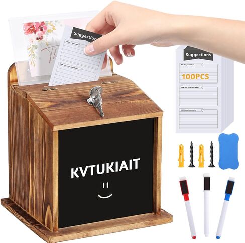 Suggestion Box with Slot Lock with 100 Suggestion Cards - Ballot, Donation, Comment Drop Box for Church, Office, Wedding - Wall Mount/Countertop in Saudi Arabia