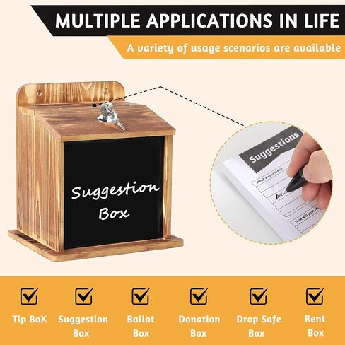 Suggestion Box with Slot Lock with 100 Suggestion Cards - Ballot, Donation, Comment Drop Box for Church, Office, Wedding - Wall Mount/Countertop in Saudi Arabia