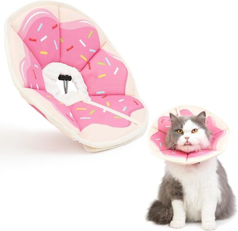 Cat Cone Collar Soft, Waterproof Cat Recovery Collar After Surgery, Adjustable Pet Donut Collar, Safety Elizabethan Collar to Prevent Licking Wounds for Kittens, Pet Cone Alternative in Saudi Arabia
