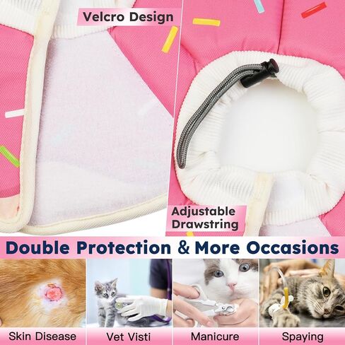 Cat Cone Collar Soft, Waterproof Cat Recovery Collar After Surgery, Adjustable Pet Donut Collar, Safety Elizabethan Collar to Prevent Licking Wounds for Kittens, Pet Cone Alternative in Saudi Arabia