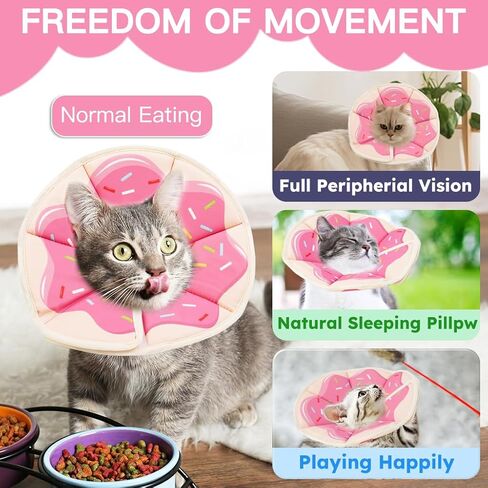 Cat Cone Collar Soft, Waterproof Cat Recovery Collar After Surgery, Adjustable Pet Donut Collar, Safety Elizabethan Collar to Prevent Licking Wounds for Kittens, Pet Cone Alternative in Saudi Arabia