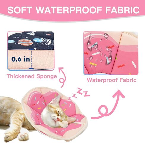Cat Cone Collar Soft, Waterproof Cat Recovery Collar After Surgery, Adjustable Pet Donut Collar, Safety Elizabethan Collar to Prevent Licking Wounds for Kittens, Pet Cone Alternative in Saudi Arabia