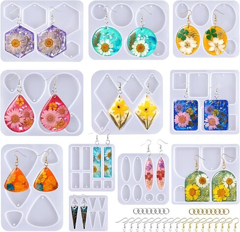 دعنا ندعو الراتنج راتنج قرط ، 171 PCS قوالب المجوهرات من صنع المجوهرات مع 11 عبوة شكل مجموعة متنوعة من السيليكون ، قوالب قرط لقلادة الايبوكسي ، أقراط ، قلادة ، سلاسل المفاتيح in Kuwait