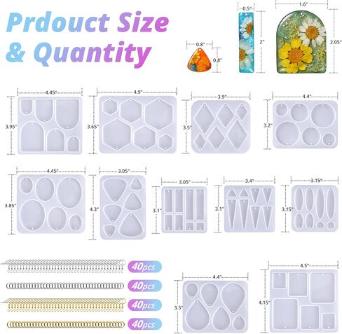 دعنا ندعو الراتنج راتنج قرط ، 171 PCS قوالب المجوهرات من صنع المجوهرات مع 11 عبوة شكل مجموعة متنوعة من السيليكون ، قوالب قرط لقلادة الايبوكسي ، أقراط ، قلادة ، سلاسل المفاتيح in Kuwait