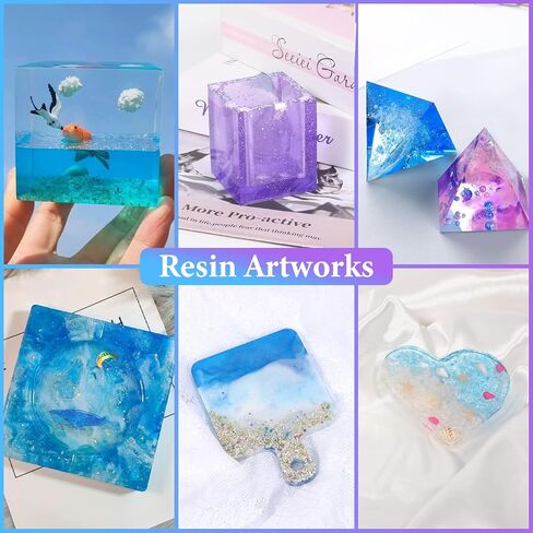 قوالب راتنج Kisrel Kit 12pcs ، قوالب راتنج الايبوكسي ، قالب الراتنج ، بما في ذلك المكعب ، حاوية القلم ، الهرم ، صينية ، حب ، جولة ، مربع ، كرات ، زهرة ، مكعب ، كريستال in Kuwait