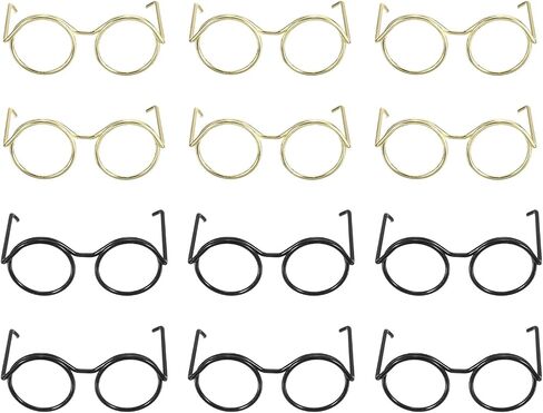 PATIKIL 1.38" Mini Doll Eyeglasses, 20 Pcs Doll Dress Up Eyeglasses Miniature Round Eyeglasses Metal Wire Rim for Crafts Pets Doll Making Supplies Accessories, 2 Colors in Saudi Arabia
