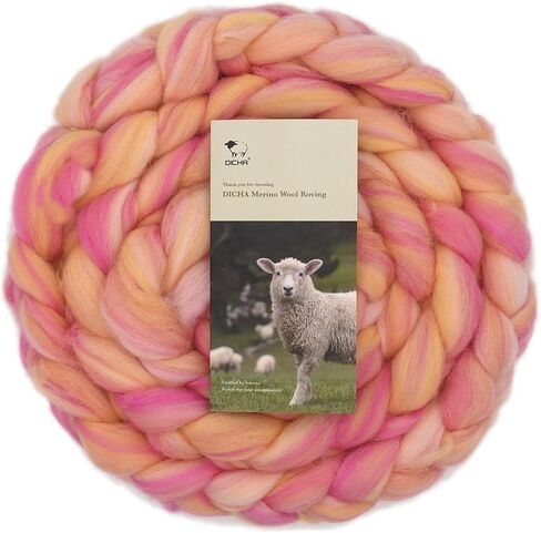 Dicha Fine Merino Wool-Roving-مصبوغ يدويًا في مزيج من الألوان المذهلة لتلبيس الإبرة ، والتلويح الرطب ، والغزل ، والنسج-ألياف مشط ناعمة-5 أوقية-حلم المحيط in Kuwait