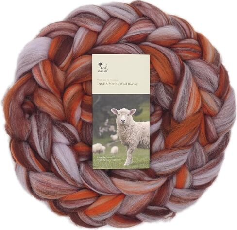 Dicha Fine Merino Wool-Roving-مصبوغ يدويًا في مزيج من الألوان المذهلة لتلبيس الإبرة ، والتلويح الرطب ، والغزل ، والنسج-ألياف مشط ناعمة-5 أوقية-حلم المحيط in Kuwait