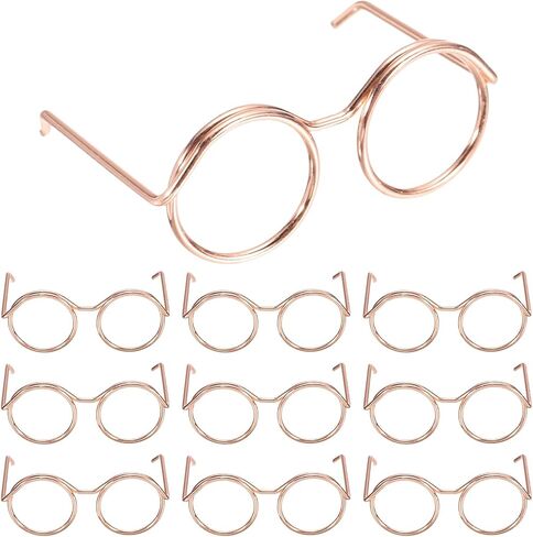 PATIKIL 1.38" Mini Doll Eyeglasses, 12 Pcs Doll Dress Up Eyeglasses Miniature Round Eyeglasses Metal Wire Rim for Crafts Pets Doll Making Supplies Accessories, Silver Tone in Saudi Arabia