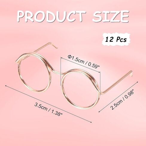PATIKIL 1.38" Mini Doll Eyeglasses, 12 Pcs Doll Dress Up Eyeglasses Miniature Round Eyeglasses Metal Wire Rim for Crafts Pets Doll Making Supplies Accessories, Silver Tone in Saudi Arabia