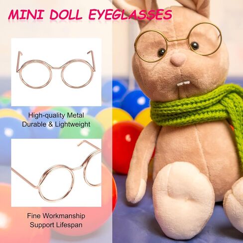 PATIKIL 1.38" Mini Doll Eyeglasses, 12 Pcs Doll Dress Up Eyeglasses Miniature Round Eyeglasses Metal Wire Rim for Crafts Pets Doll Making Supplies Accessories, Silver Tone in Saudi Arabia