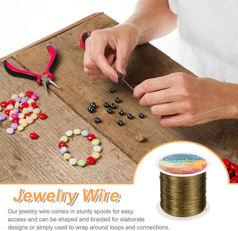 Harfington Wire 203ft الطول 24 مقياس النحاس الحرفية المجوهرات سلك تشويه مصافرة مقاومة لمجوهرات صنع لوازم الصياغة ، الأزرق القديم in Kuwait