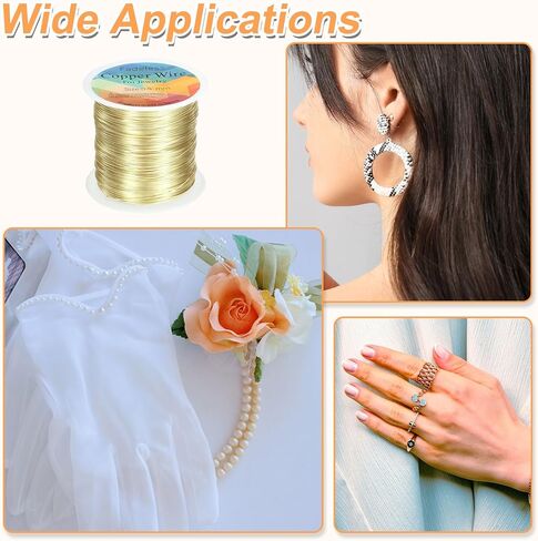 Harfington Wire 203ft الطول 24 مقياس النحاس الحرفية المجوهرات سلك تشويه مصافرة مقاومة لمجوهرات صنع لوازم الصياغة ، الأزرق القديم in Kuwait