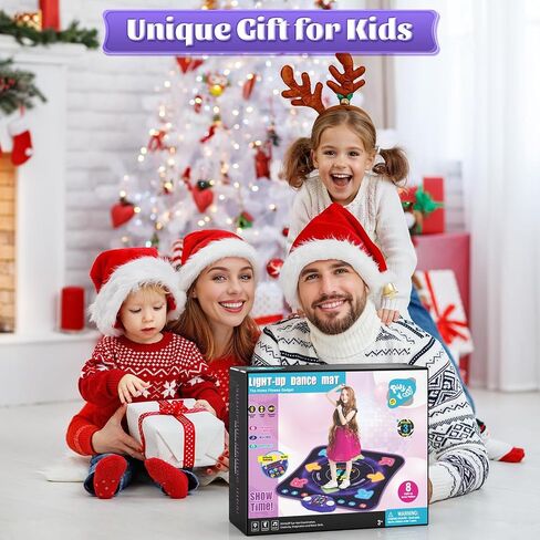 Dance Mat Toys for 3-12 Year Old Kids, Kids Dance Mat with Light-up 8-Button Wireless Bluetooth, Dance Pad Toy with 5 Game Modes, Christmas Birthday Toys Gifts for 3 4 5 6 7 8 9 10+ Year Old Girls in Saudi Arabia