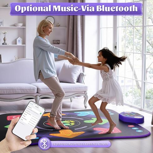 Dance Mat Toys for 3-12 Year Old Kids, Kids Dance Mat with Light-up 8-Button Wireless Bluetooth, Dance Pad Toy with 5 Game Modes, Christmas Birthday Toys Gifts for 3 4 5 6 7 8 9 10+ Year Old Girls in Saudi Arabia
