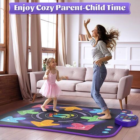 Dance Mat Toys for 3-12 Year Old Kids, Kids Dance Mat with Light-up 8-Button Wireless Bluetooth, Dance Pad Toy with 5 Game Modes, Christmas Birthday Toys Gifts for 3 4 5 6 7 8 9 10+ Year Old Girls in Saudi Arabia