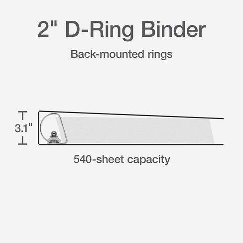 Oxford 2 Inch 3 Ring Binder, D-Ring View with XtraLife Hinge, Non-Stick PVC-Free, White, 540-Sheet Capacity, Single Binder (1017674) in Saudi Arabia