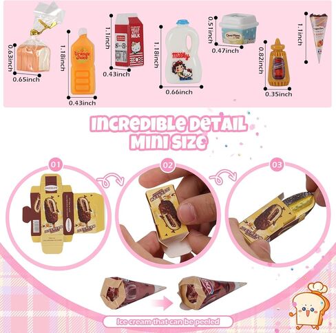 لعبة الثلاجة الصغيرة ، املأ الثلاجة بالآيس كريم والعصير وأكثر من 40 ألعاب طعام صغيرة لإكسسوارات دمية ومسلسلات المطبخ. ثلاجة واقعية تلعب هدية للأطفال. in Kuwait