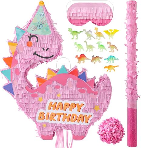 VinTS Dinosaur Piñata Large Kids Dino Piñata Birthday decorations with Blindfold Bat for Boys Girls Birthday Party Dinosaur Themed Party Game Activity Decor(16.5x13x3.15in) (Green) in Saudi Arabia