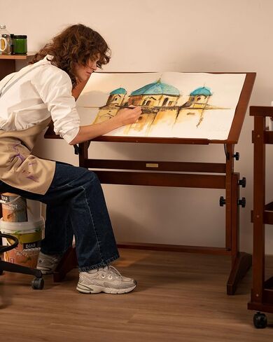 طاولة صياغة خشبية قابلة للتعديل قابلة للتعديل ، 35 "x24" مكتب رسم الجوز للفن والرسم والرسم والكتابة in Kuwait