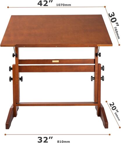 طاولة صياغة خشبية قابلة للتعديل قابلة للتعديل ، 35 "x24" مكتب رسم الجوز للفن والرسم والرسم والكتابة in Kuwait