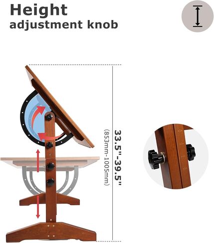 طاولة صياغة خشبية قابلة للتعديل قابلة للتعديل ، 35 "x24" مكتب رسم الجوز للفن والرسم والرسم والكتابة in Kuwait