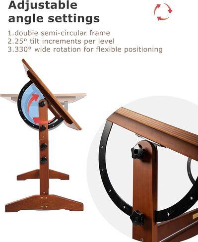 طاولة صياغة خشبية قابلة للتعديل قابلة للتعديل ، 35 "x24" مكتب رسم الجوز للفن والرسم والرسم والكتابة in Kuwait