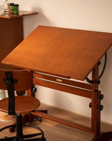 طاولة صياغة خشبية قابلة للتعديل قابلة للتعديل ، 35 "x24" مكتب رسم الجوز للفن والرسم والرسم والكتابة in Kuwait