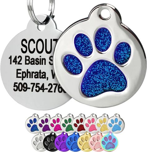 Gatags PAW طباعة جولة الأليف من الفولاذ المقاوم للصدأ الأليف للكلاب والقطط ، مخصصة مع 4 أسطر من اسم معرف محفور مخصص in Saudi Arabia