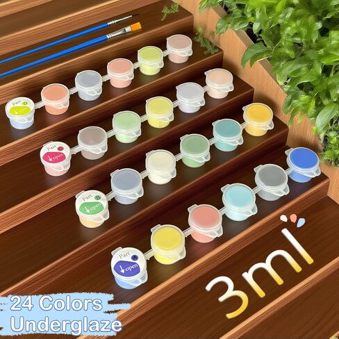 Underglaze للسيراميك ، الصقيل السيراميك DIY للمبتدئين ، 3 Mini Pack Pottery Glaze مع الأدوات. in Kuwait