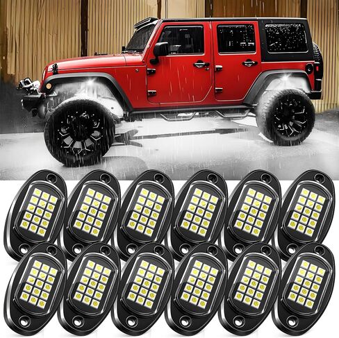 MICTUNING 4 Pods White LED Rock Lights مع حزام الأسلاك، مجموعة إضاءة تحت الجسم مقاومة للماء لشاحنة السيارة ATV UTV SUV Offroad Boat in Saudi Arabia