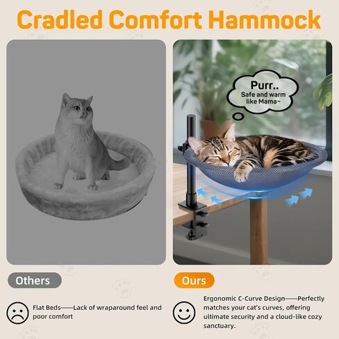 Cat Desk Bed & Berch - Novable Mesh Mesh Cat Hammock Nest لمكتب المكتب المنزلي ، 360 درجة قابلة للتعديل ، يحمل ما يصل إلى 62 رطلاً لجدول الألعاب/الدراسة (الوردي) in Kuwait