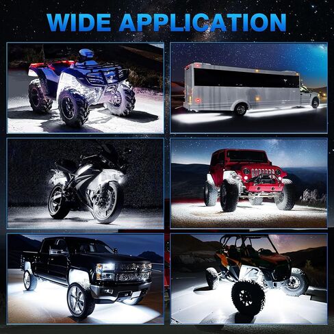 MICTUNING 4 Pods White LED Rock Lights مع حزام الأسلاك، مجموعة إضاءة تحت الجسم مقاومة للماء لشاحنة السيارة ATV UTV SUV Offroad Boat in Saudi Arabia