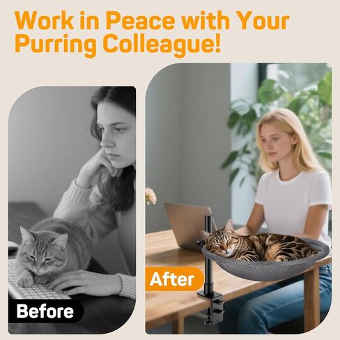Cat Desk Bed & Berch - Novable Mesh Mesh Cat Hammock Nest لمكتب المكتب المنزلي ، 360 درجة قابلة للتعديل ، يحمل ما يصل إلى 62 رطلاً لجدول الألعاب/الدراسة (الوردي) in Kuwait