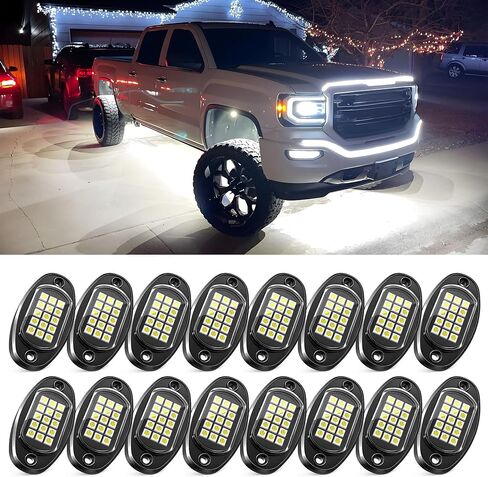 MICTUNING 4 Pods White LED Rock Lights مع حزام الأسلاك، مجموعة إضاءة تحت الجسم مقاومة للماء لشاحنة السيارة ATV UTV SUV Offroad Boat in Saudi Arabia